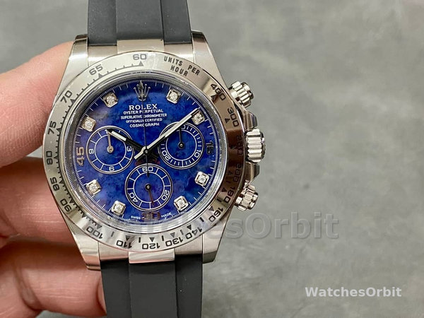 Rolex Daytona 116519 White Gold Blue Garnet Disc Diamond Marking Men's Watch