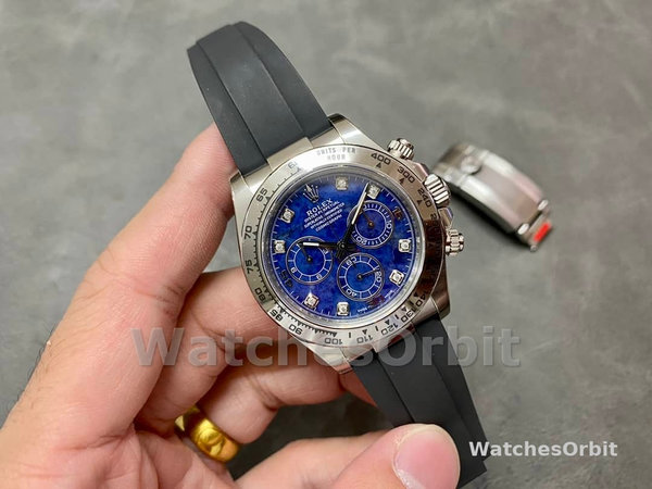 Rolex Daytona 116519 White Gold Blue Garnet Disc Diamond Marking Men's Watch