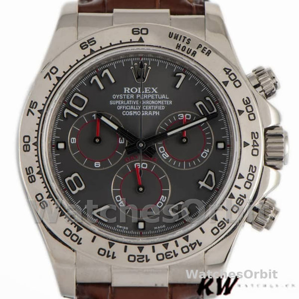 Men's Rolex Daytona 40mm Men's-116519-White Gold-Grey Dial Grey<br />