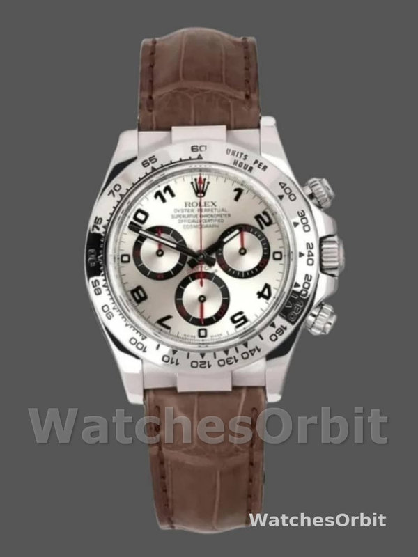 Rolex Daytona 116519 White Gold Racing Dial Brown Leather strap 40mm Herren Replica Watch