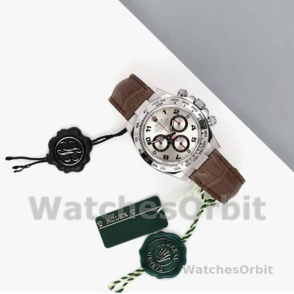 Rolex Daytona 116519 White Gold Racing Dial Brown Leather strap 40mm Herren Replica Watch
