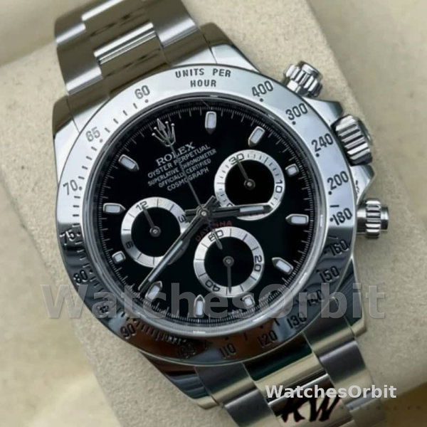 Replica Rolex Daytona 116520 Edelstahlgehäuse Schwarzes Zifferblatt 40MM Herren Replica Uhr Stilvolles Accessoire