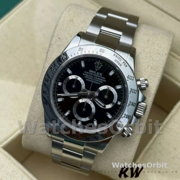Replica Rolex Daytona 116520 Edelstahlgehäuse Schwarzes Zifferblatt 40MM Herren Replica Uhr Stilvolles Accessoire