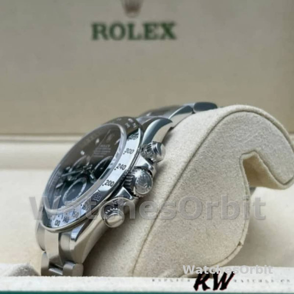 Replica Rolex Daytona 116520 Edelstahlgehäuse Schwarzes Zifferblatt 40MM Herren Replica Uhr Stilvolles Accessoire