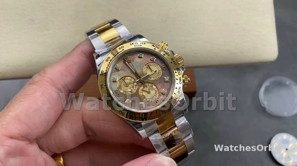 Replica Rolex Daytona 40mm Uomo-116523-Dark MOP-Comparatore nero MOP