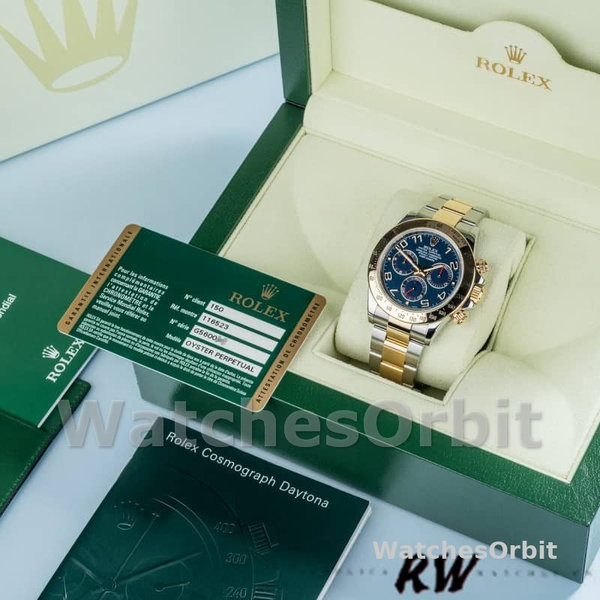 Replica Rolex Daytona 40mm Heren-116523-Staal & Geelgoud-Blauwe Racing Dial