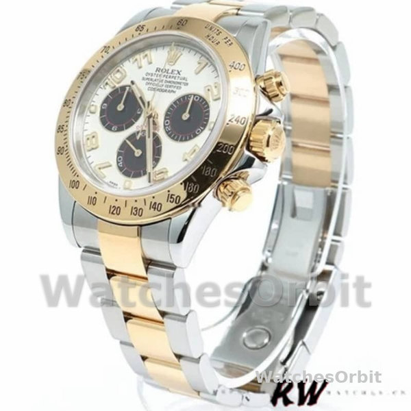 Mens Rolex Daytona 40mm Mens-116523-White Arabic-Panda Dial White Replica Image