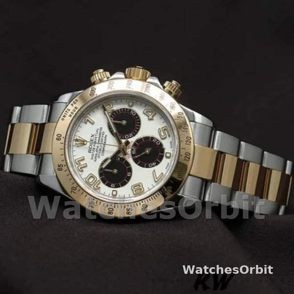 Mens Rolex Daytona 40mm Mens-116523-White Arabic-Panda Dial White Replica Image