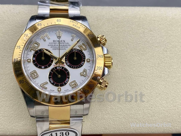 Mens Rolex Daytona 40mm Mens-116523-White Arabic-Panda Dial White Replica Image