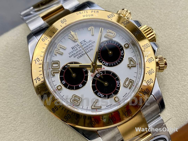 Mens Rolex Daytona 40mm Mens-116523-White Arabic-Panda Dial White Replica Image