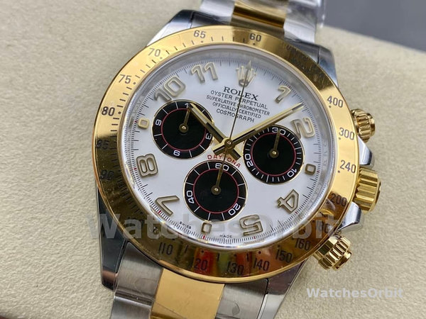 Mens Rolex Daytona 40mm Mens-116523-White Arabic-Panda Dial White Replica Image