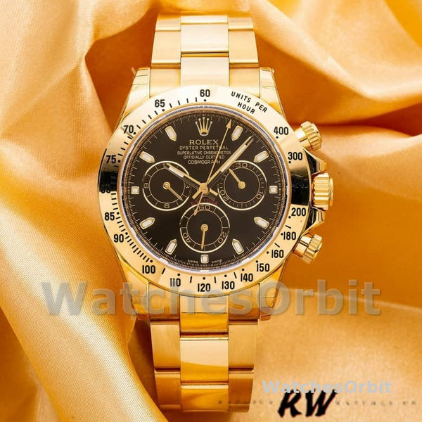 Men's Rolex Daytona 40mm Men's-116528-Black Dial-Yellow Gold Black