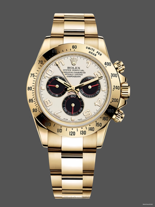 Rolex Daytona 116528 White Arabic Dial Yellow Gold 40mm Mens Replica Watch