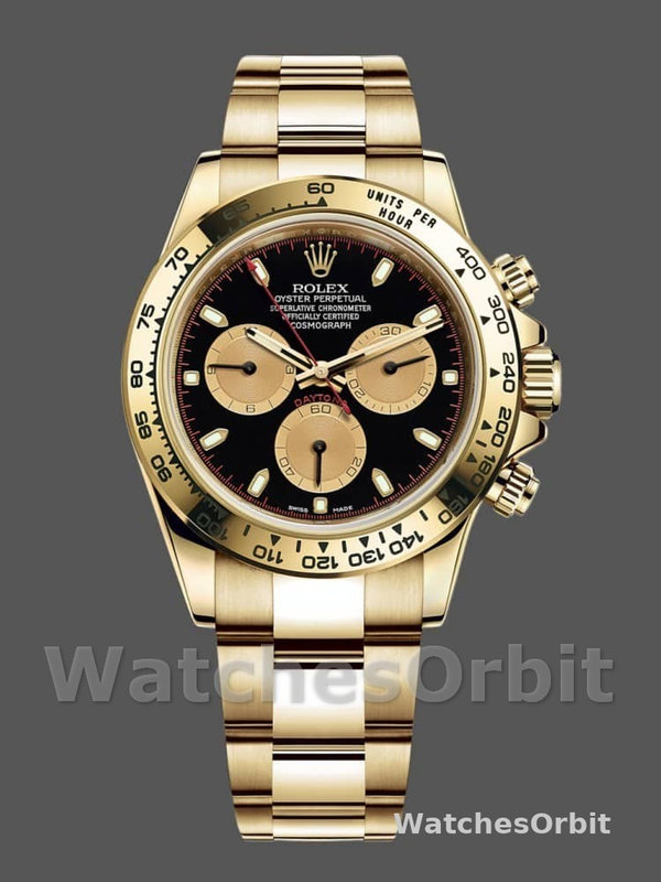 Rolex Daytona 116528 Yellow Gold Black Paul Newman Dial 40mm Mens Replica Watch