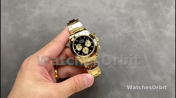 Men's Rolex Daytona 40mm Men's-116528-Yellow Gold-Black Paul Newman Dial Black
