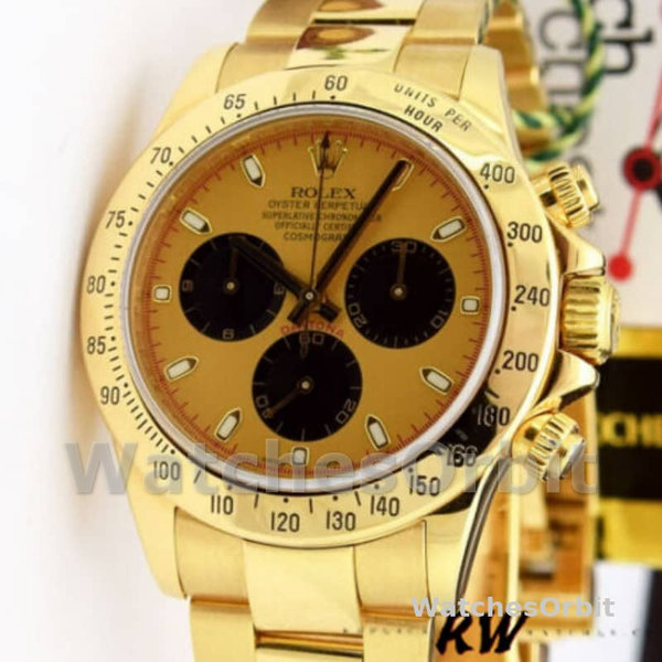 Men's Rolex Daytona 40mm Men's-116528-Yellow Gold-Champagne Dial Champagne
