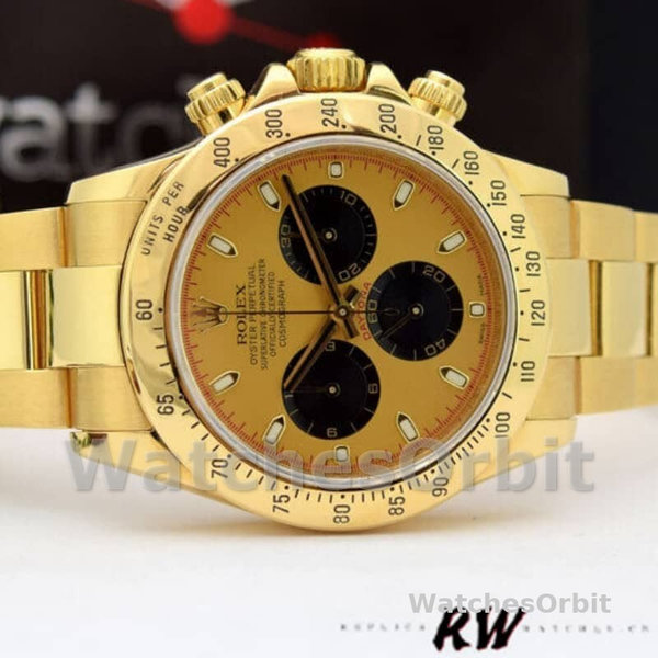 Mens Rolex Daytona 40mm Mens-116528-Yellow Gold-Champagne Dial Champagne Replica Image