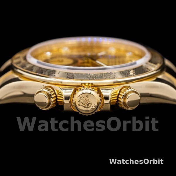 Mens Rolex Daytona 40mm Mens-116528-Yellow Gold-Champagne Diamond Dial Champagne Replica Image