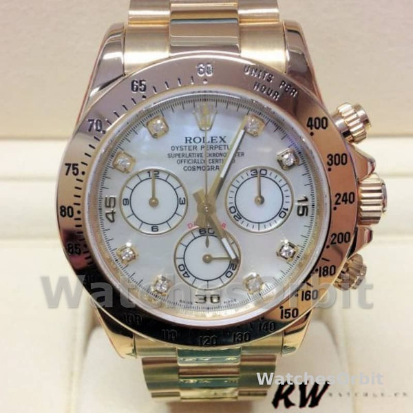 Men's Rolex Daytona 40mm Men's-116528-Yellow Gold-MOP-Diamond Dial MOP