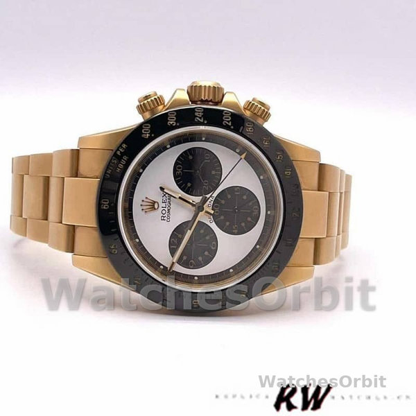 Mens Rolex Daytona 40mm Mens-116528-Yellow Gold-White Dial White Replica Image