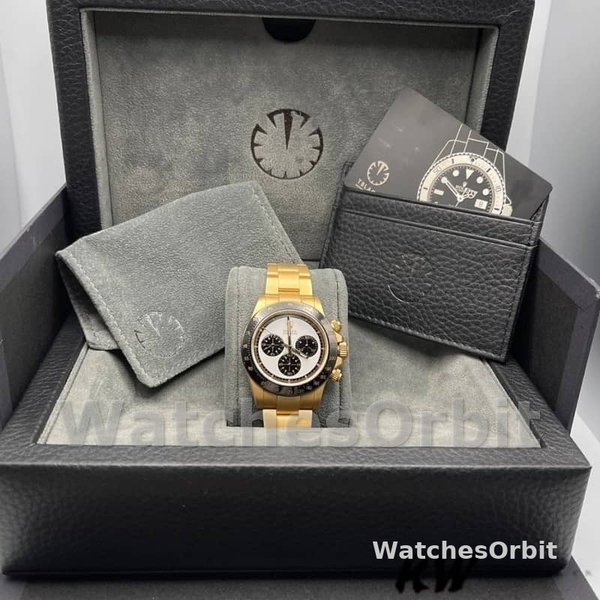 Mens Rolex Daytona 40mm Mens-116528-Yellow Gold-White Dial White Replica Image