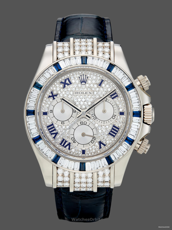 Rolex Daytona 116599 pave diamond dial Blue Leather Strap 40mm Mens Replica Watch