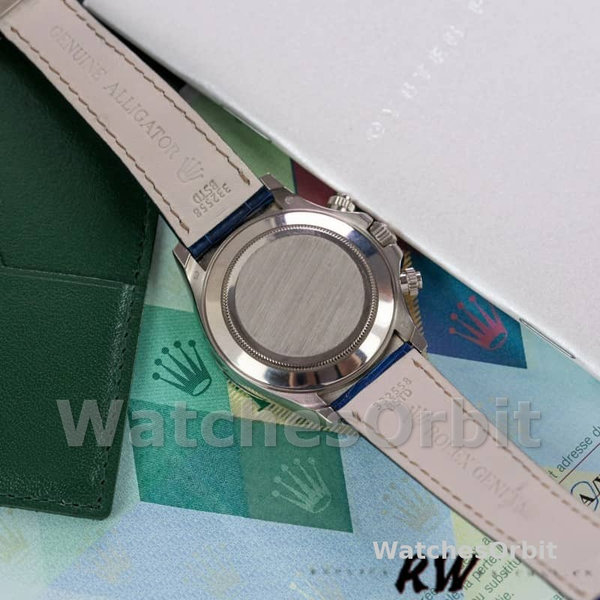Replica Rolex Daytona 40mm Heren-116599-Pave Diamond Dial-Blauw Leren Band Blauw