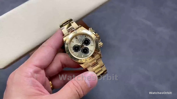 Men's Rolex Daytona-126508 0006, Yellow Gold Bracelet, 1:1, Champagne