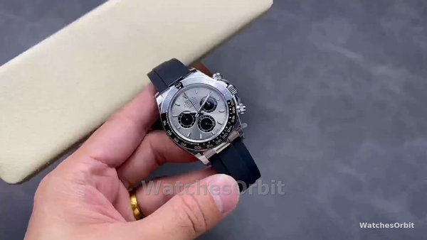Men's Rolex Daytona-126519LN 0006, 40mm, White Gold Oysterflex, Silver Ghost Dial, Gray