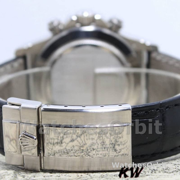 Replica Rolex Daytona 40mm Heren-16519-Witte wijzerplaat-Zwarte lederen band Wit