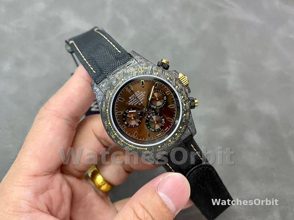 Rolex Daytona 40mm DIW Carbon Case Chocolate Dial Nylon Strap Mens Watch