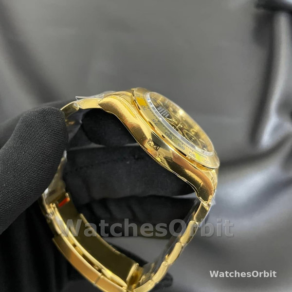 Mens Rolex Daytona-126508 0004, 40mm, Yellow Gold Oyster Bracelet, Black Stick Dial, Black Replica Watch Image
