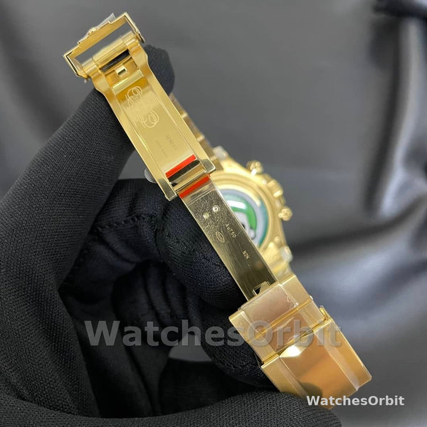 Mens Rolex Daytona-126508 0004, 40mm, Yellow Gold Oyster Bracelet, Black Stick Dial, Black Replica Watch Image