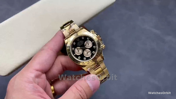 Replica Rolex Cosmograph Daytona-126508 0003, Oro giallo, Quadrante nero, Nero, Uomo