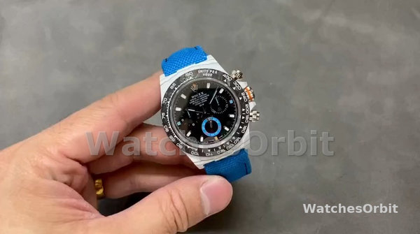 Men's Rolex Daytona Cosmograph Carbon Fiber 40MM with Nylon Strap Black