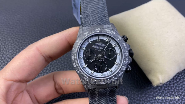 Men's Rolex Daytona DIW Carbon Fiber Black Dial 40MM Black/White