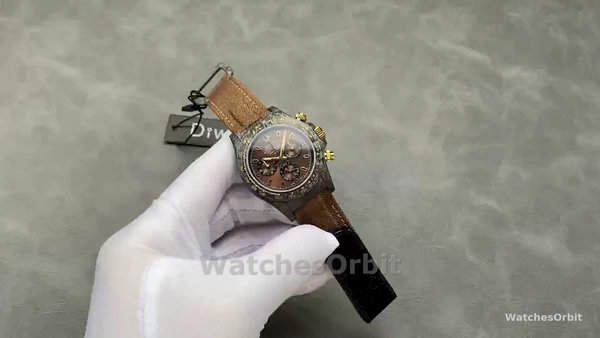 Men's Rolex Daytona-DIW, 40mm, Black & Gold, NTPT Customised, Carbon Fiber, Brown