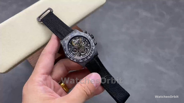 Men's Rolex Daytona DIW, Carbon Fiber Skeleton, Black, Skeleton