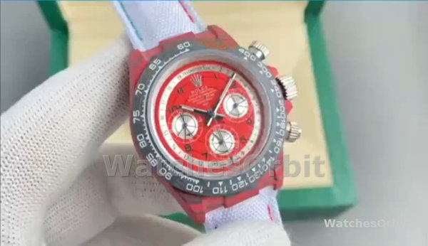 Men's Rolex Daytona-DIW, Customised Oyster, Red Quartz, Carbon Fiber, 40mm, Red