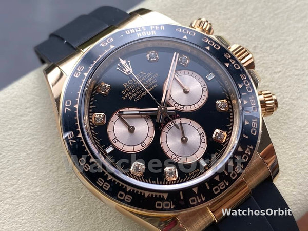Rolex Daytona Everose Rubber 126515LN 0004 Black Dial Diamond Watch