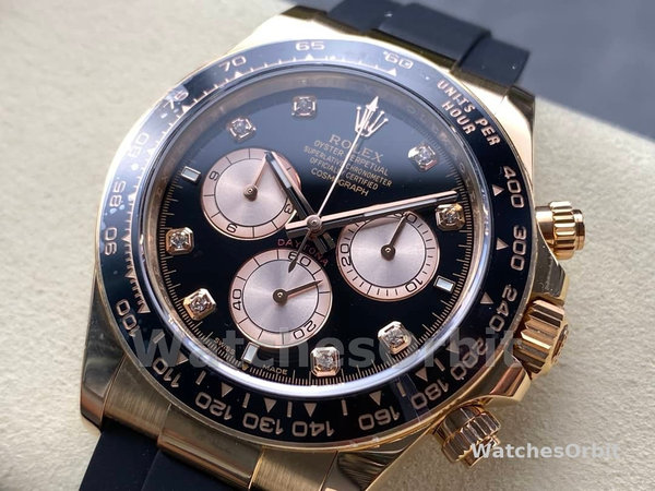 Rolex Daytona Everose Rubber 126515LN 0004 Black Dial Diamond Watch