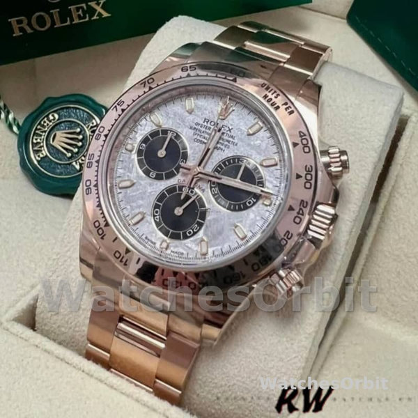 Replica Rolex Daytona-m116505, 40 mm, Oro Everose, Quadrante Grigio Meteorite, Uomo, Grigio Meteorite