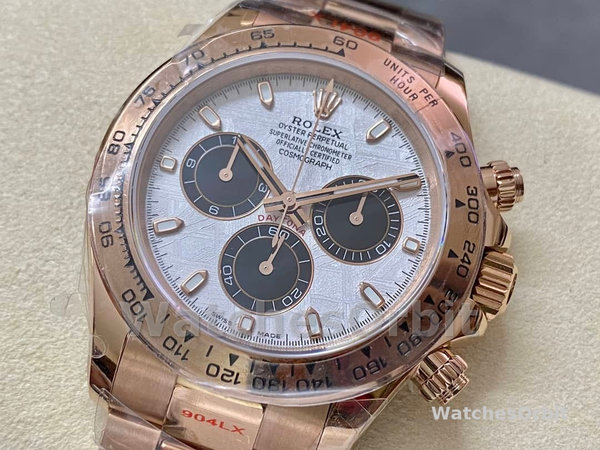 Replica Rolex Daytona-m116505, 40 mm, Oro Everose, Quadrante Grigio Meteorite, Uomo, Grigio Meteorite