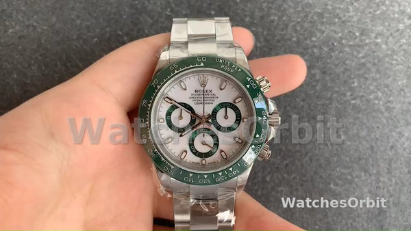 Men's Rolex Daytona 116500LV Green Ceramic Bezel with White Dial White Dial