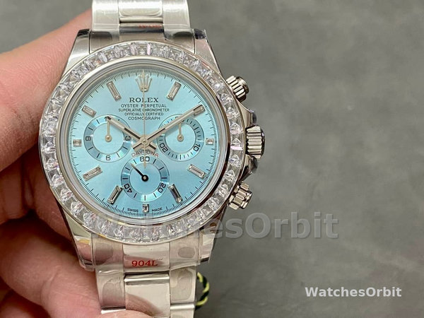 Replica Rolex Daytona-116576TBR, Platino, Quadrante blu ghiaccio, Quadrante blu ghiaccio, Uomo