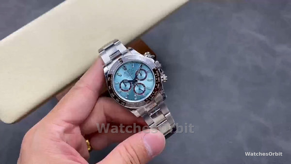 Replica Rolex Platinum Cosmograph Daytona-126506 0002, blu ghiaccio, quadrante con diamanti baguette, blu ghiaccio, diamanti baguette