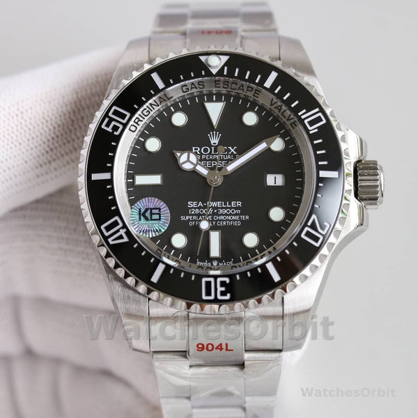 Replica Rolex Deepsea 44mm Uomo-126660-Dal quadrante nero-Oyster acciaio nero