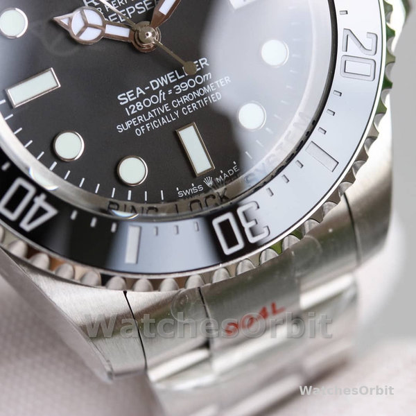 Replica Rolex Deepsea 44mm Uomo-126660-Dal quadrante nero-Oyster acciaio nero