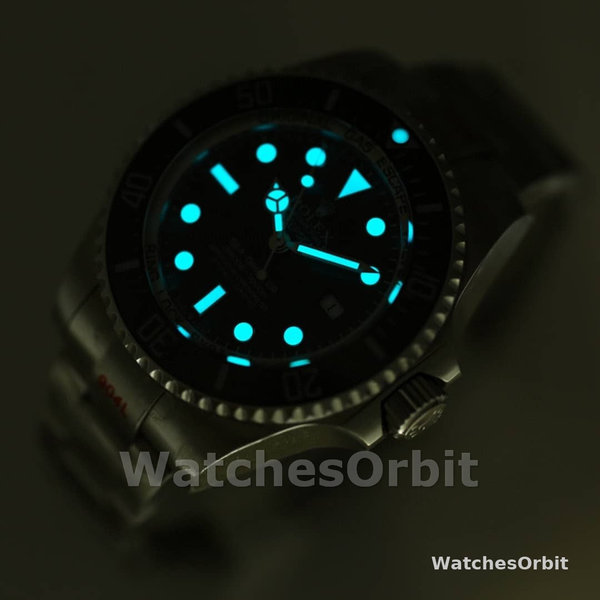 Replica Rolex Deepsea 44mm Uomo-126660-Dal quadrante nero-Oyster acciaio nero
