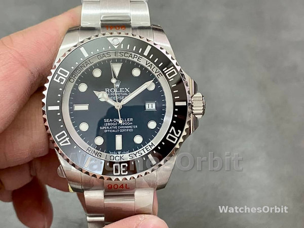 Replica Rolex Deepsea 44mm Uomo-126660-Dal quadrante nero-Oyster acciaio nero